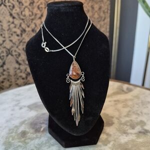 Silver & onyx tiger boho Necklace  made in italy